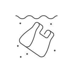 Plastic bag in water line icon