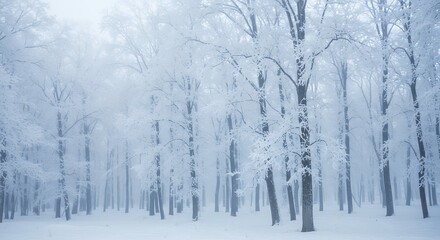 Snowy forest scene winter