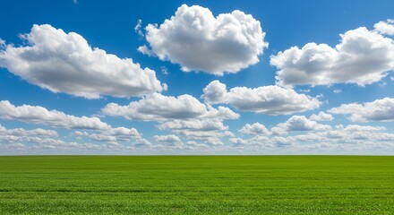 Obraz premium Vast green field under cloudy sky