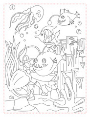 Glowing Deep Sea Creatures Coloring Page: Bioluminescent Ocean Art