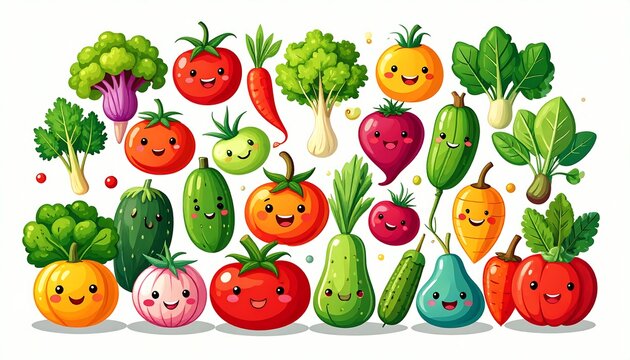 Cartoon vegetables with happy faces (1)