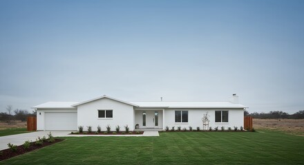 Obraz premium White house exterior with green grass