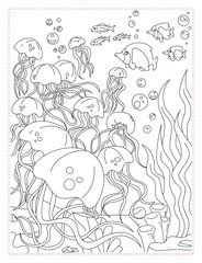 Jelly Jam of Jellyfish Coloring Page: A Swarm of Ocean Creatures