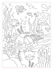 Pearl of the Sea in a Clam Shell Coloring Page: Beautiful Ocean Life Art