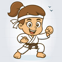 Kids Karate Mascot Cartoon Character Template