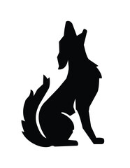black and white wolf animal vector