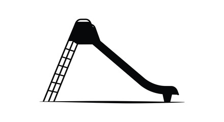 Simple black silhouette of a playground slide with ladder detail