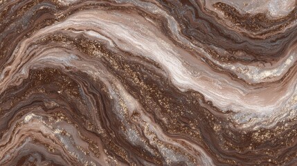 Obraz premium Elegant brown and gold marble texture with white veins and glitter accents