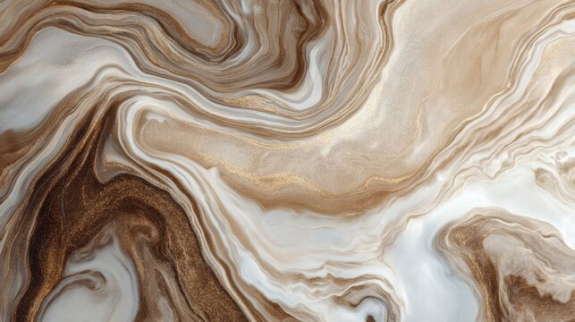 Abstract fluid art in earthy tones with swirling patterns and gold highlights