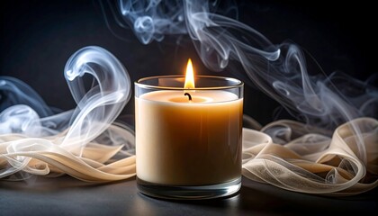 Candle in smoke, serene