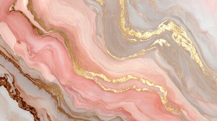 Elegant gold and pink marble texture with fluid swirling patterns