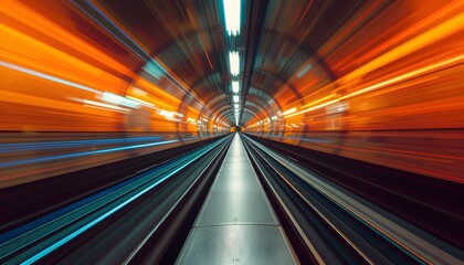 Abstract tunnel with motion blur and vibrant colors.