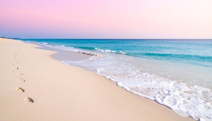 Obraz premium Sunrise beach with footprints