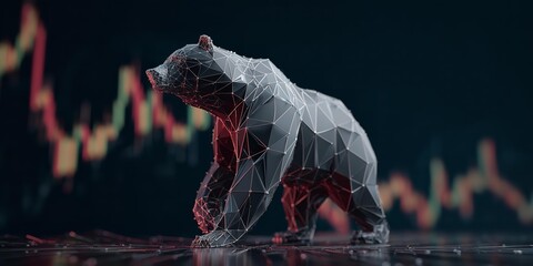 bear on the background of cryptocurrency chart
