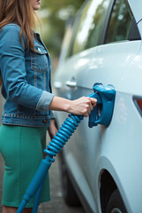 young woman with car