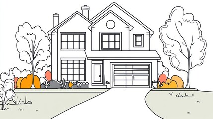 House design outline illustration