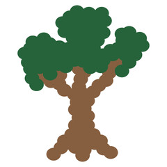 Simple hand-drawn deciduous tree emblem. Vector graphics