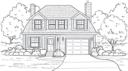 House drawing illustration