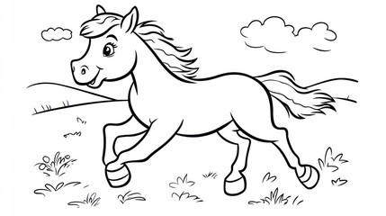 Cute horse coloring page