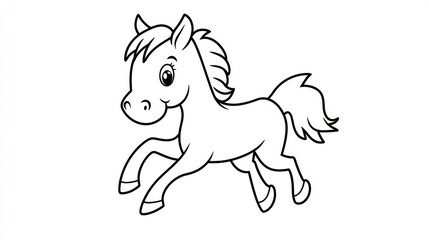 Cute cartoon horse running