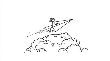 Person flying paper airplane dreams