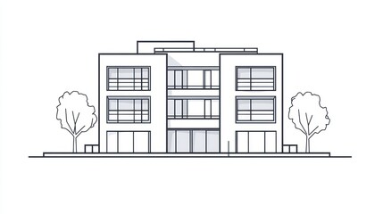 Architectural drawing building facade