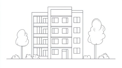 Simple outline apartment building illustration