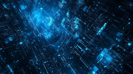 Futuristic digital technology background with abstract blue matrix design