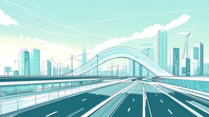Futuristic city highway illustration