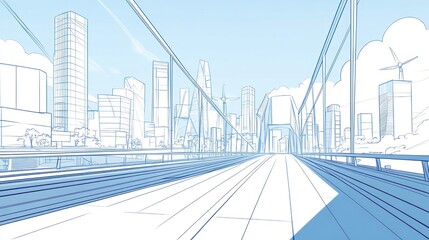 Modern city bridge outline design