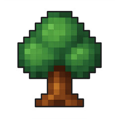 Retro 2D Pixel Tree Illustration with Green Canopy