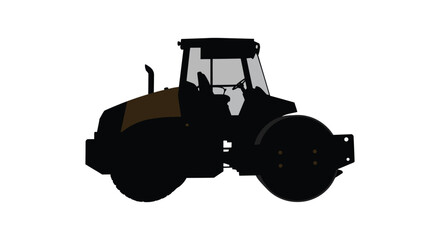 Simple illustration of a dark gray and brown farm tractor vehicle