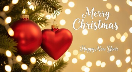 Sparkling Christmas Tree Ornaments With Happy New Year Wishes