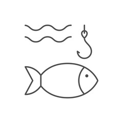 Fishing process line outline icon