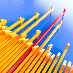 Red arrow leading the way 3d success concept