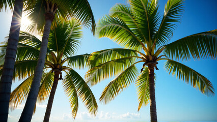 Fototapeta premium Majestic Palms Against a Tropical Sky