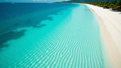 Obraz premium Aerial View of Crystal Clear Tropical Shallows