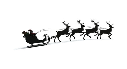 Silhouette of santa claus riding a reindeer pulled sleigh in winter © Jewel