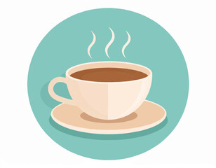 Minimalist vector coffee cup icon with pastel colors