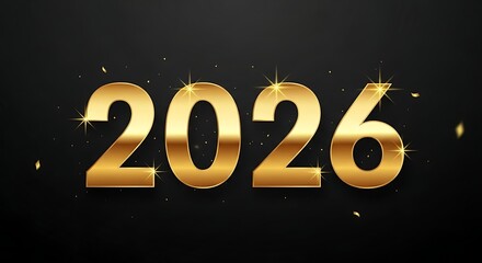 Elegant Gold & Black 2026 Typography Vector
