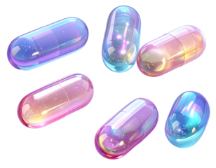 Conceptual Neon Futuristic Pills PNG