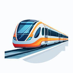 Modern High-Speed Passenger Train Illustration on Tracks