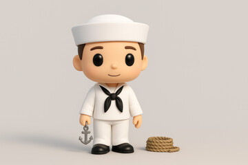 Cute US Navy sailor toy with anchor and rope