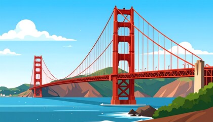 Scenic Golden Gate Bridge illustration
