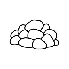 Pile of smooth rounded rocks in a simple line drawing