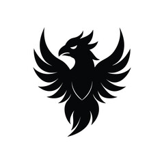 Phoenix mascot head tattoo style mythical firebird design vector art illustration
