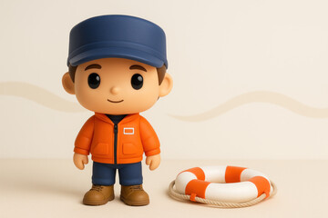 Cute US Coast Guard toy figure with life preserver