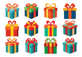 Colorful Gift Box Collection for Celebrations and Special Occasions Flat Vector