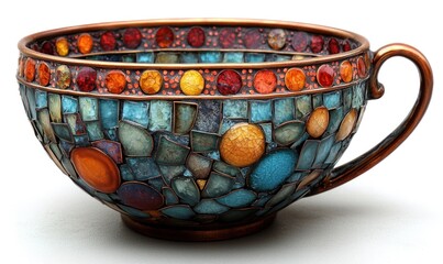 Colorful mosaic teacup