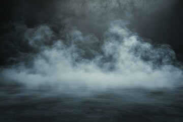Fototapeta premium Mysterious dense fog over dark surface creates atmospheric ambiance